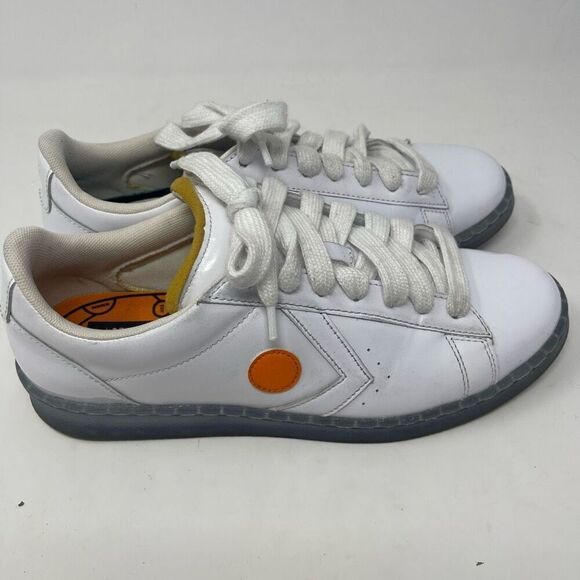 Converse White Pro Leather Low x Rokit Orange Pop 2020 Sneaker Shoes Size 9 - Picture 1 of 7